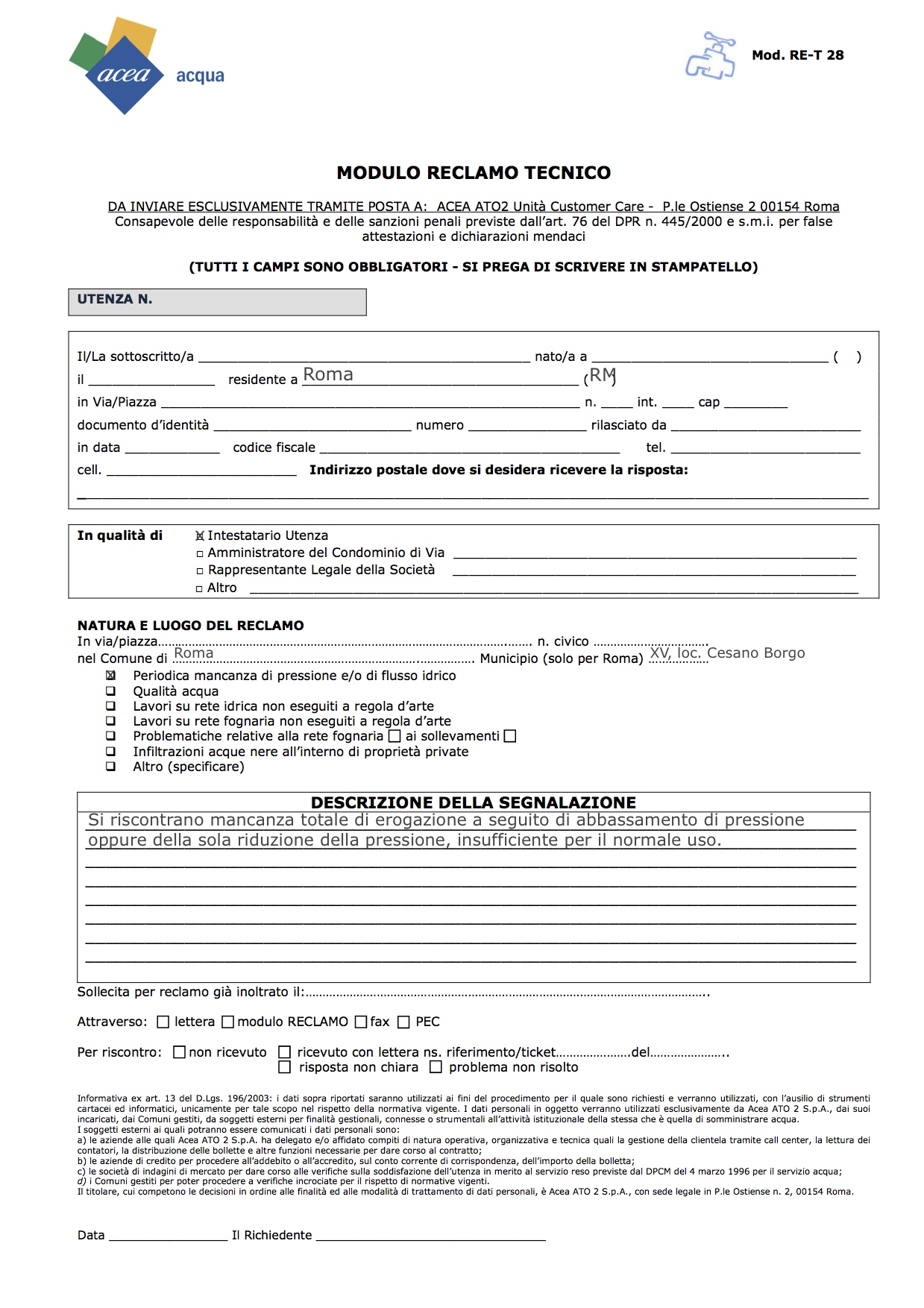 RE - T MODULO RECLAMO TECNICO