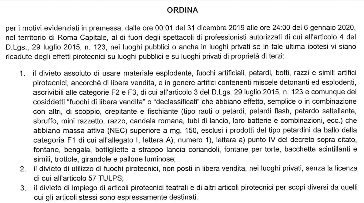 No ai botti, no ai fuochi artificiali dei privati