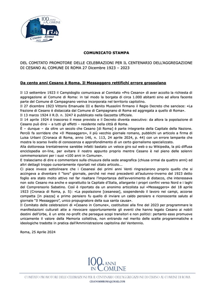 Cesano è Roma da un secolo!