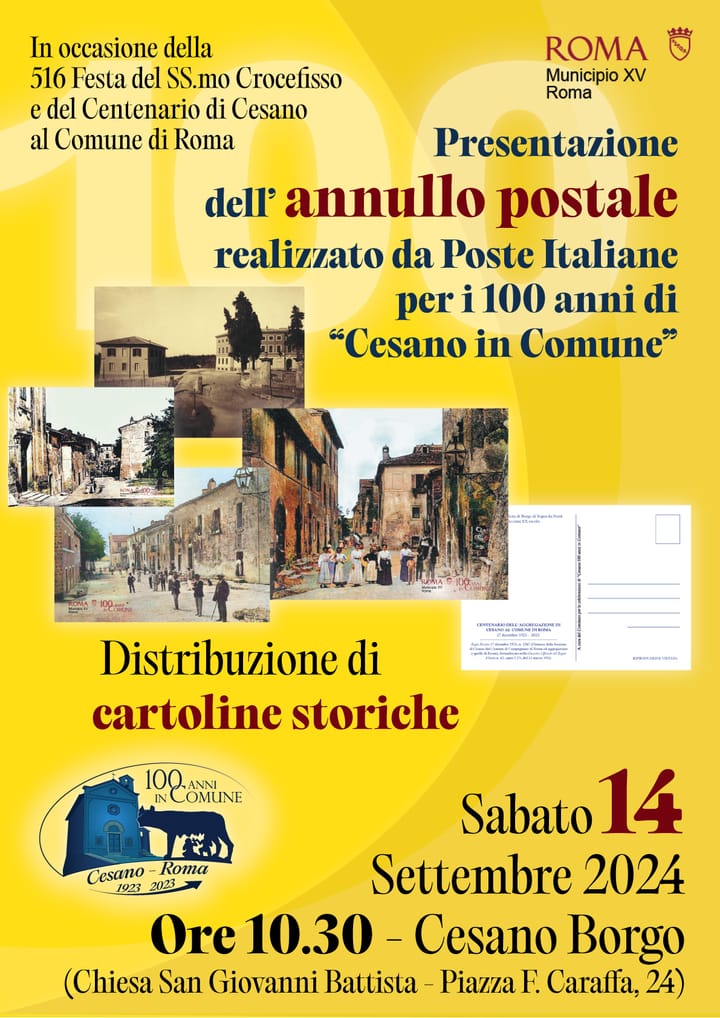 Cesano cristologica e postale nella DXVI Festa del Ss. Crocifisso