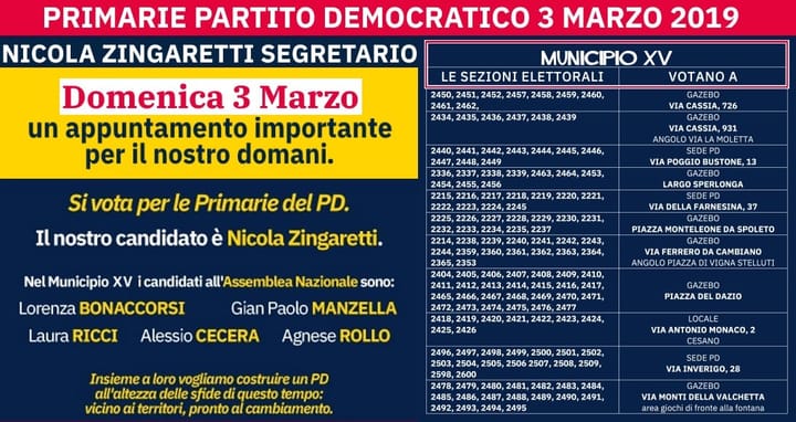 Le primarie del PD nel XV Municipio