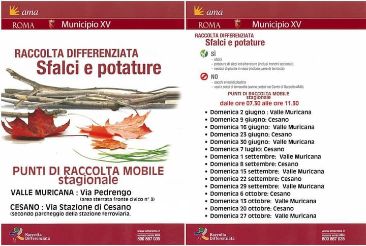 Raccolta di sfalci e potature a Cesano