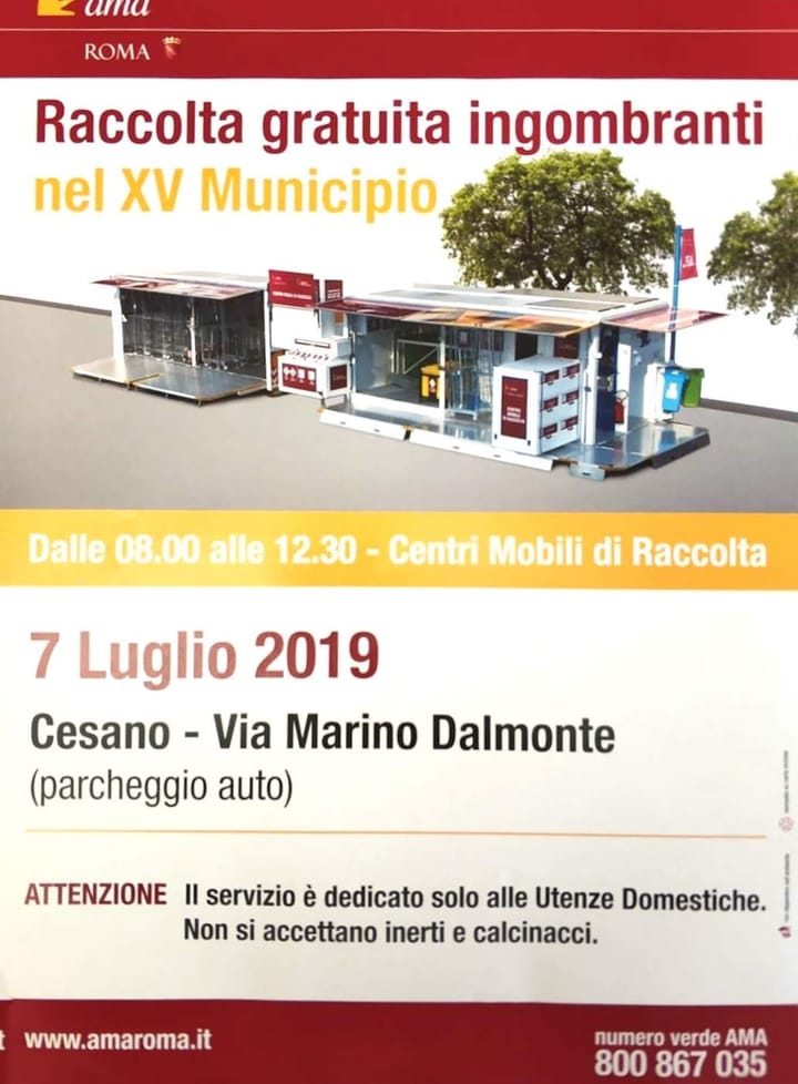 A Cesano, domenica, raccolta straordinaria ingombranti e non solo