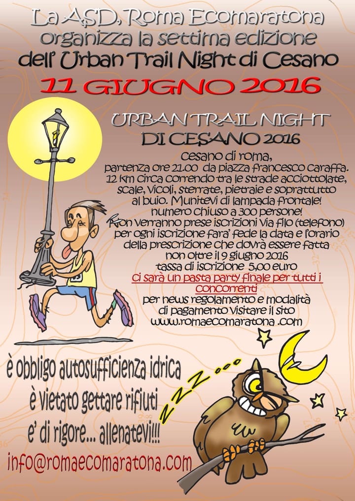 VII Urban Trail Night di Cesano: 11 Giugno