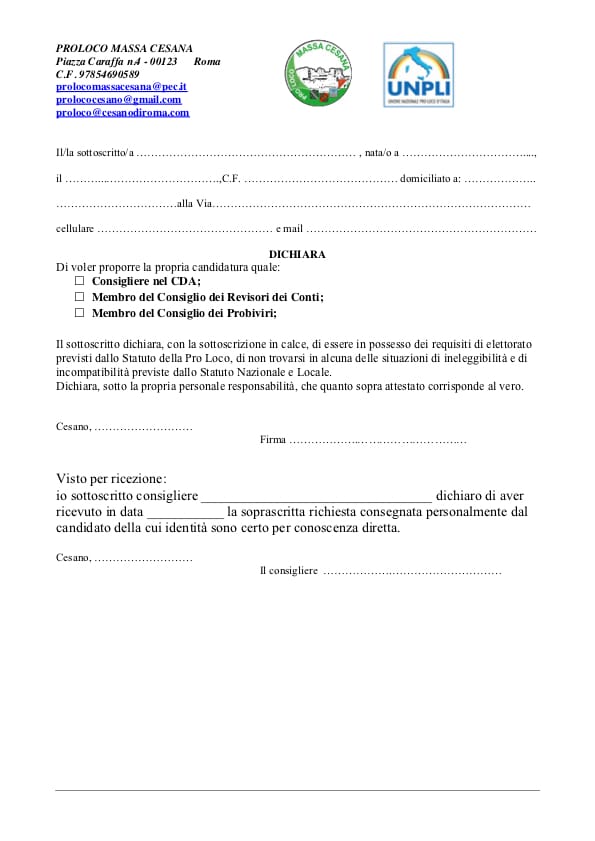 Pro Loco Massa Cesana: rinnovo cariche