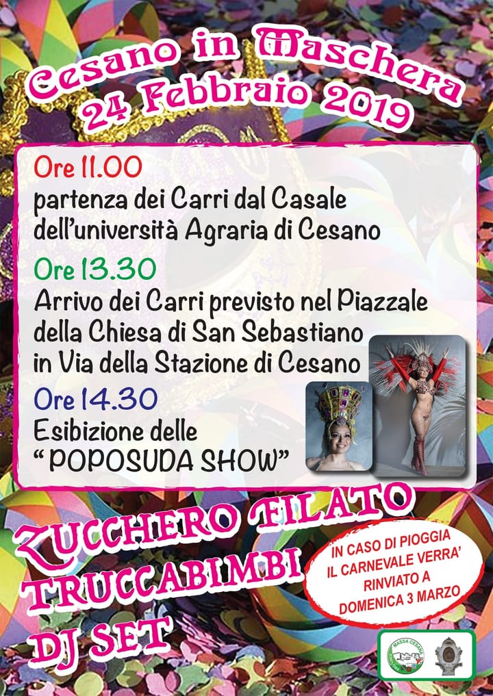 Domenica 24 Febbraio: il Carnevale arriva a Cesano