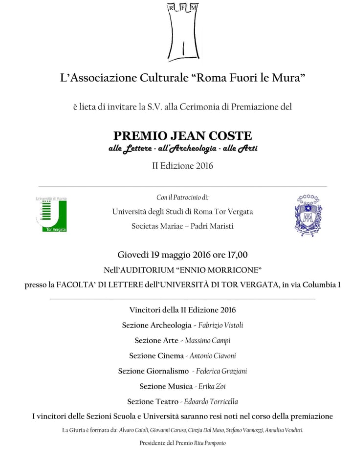 Premio "Archeologia" al cesanese Fabrizio Vistoli