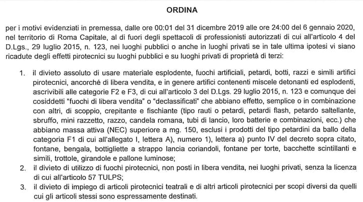 No ai botti, no ai fuochi artificiali dei privati