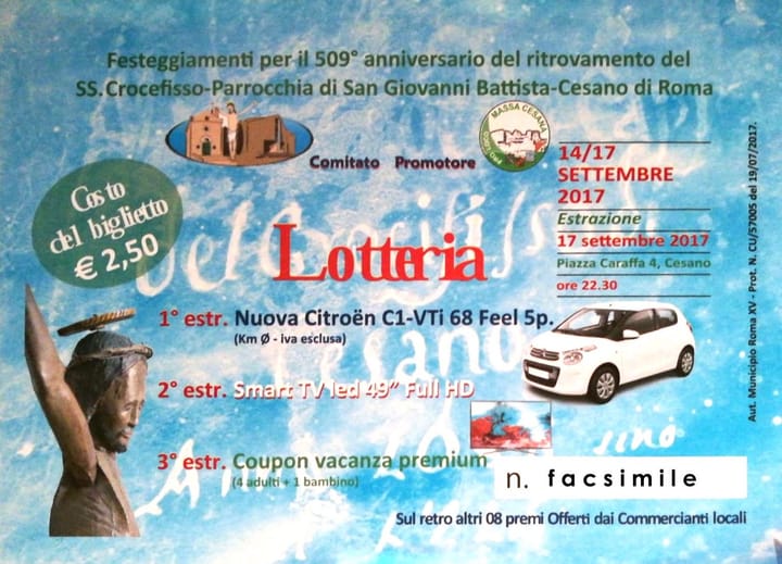 Lotteria per la Festa del Ss. Crocifisso