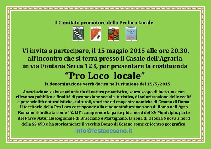 15 Maggio: una pro loco per Cesano!!!